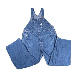 Big Mac Bib Overalls Denim Overalls square bak 44” X 27” no tag Union Made 60s?